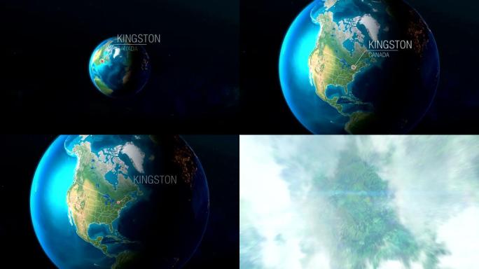 加拿大-金斯敦-从太空到地球的缩放
