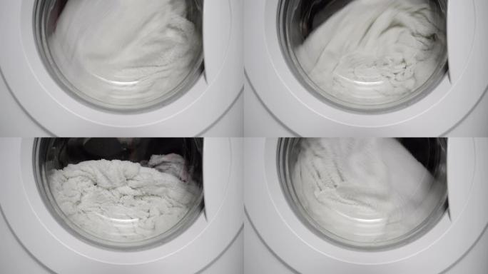 洗衣机旋转和洗衣服