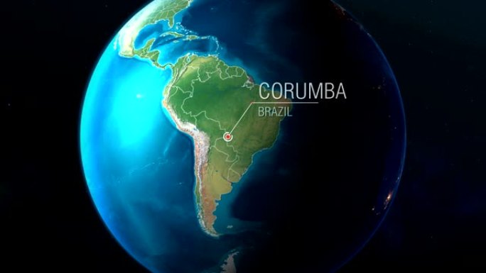 巴西-Corumba-从太空到地球的缩放