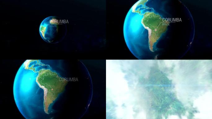 巴西-Corumba-从太空到地球的缩放