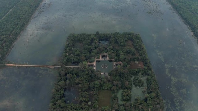 柬埔寨吴哥窟附近的湖泊古遗址建筑群全高清