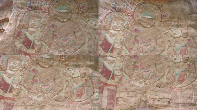 中国甘肃天水武山水帘洞中国古代传统拉绍寺石窟浮雕画