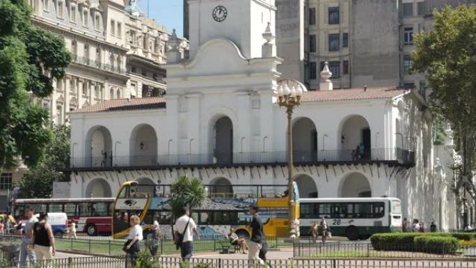 Cabildo国家地标和历史政府大楼-五月广场。布宜诺斯艾利斯，大约2019年