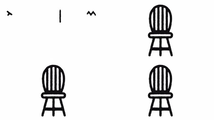 椅子图标动画镜头和阿尔法频道