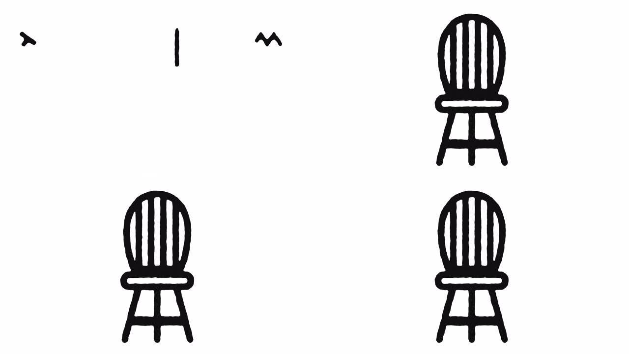 椅子图标动画镜头和阿尔法频道