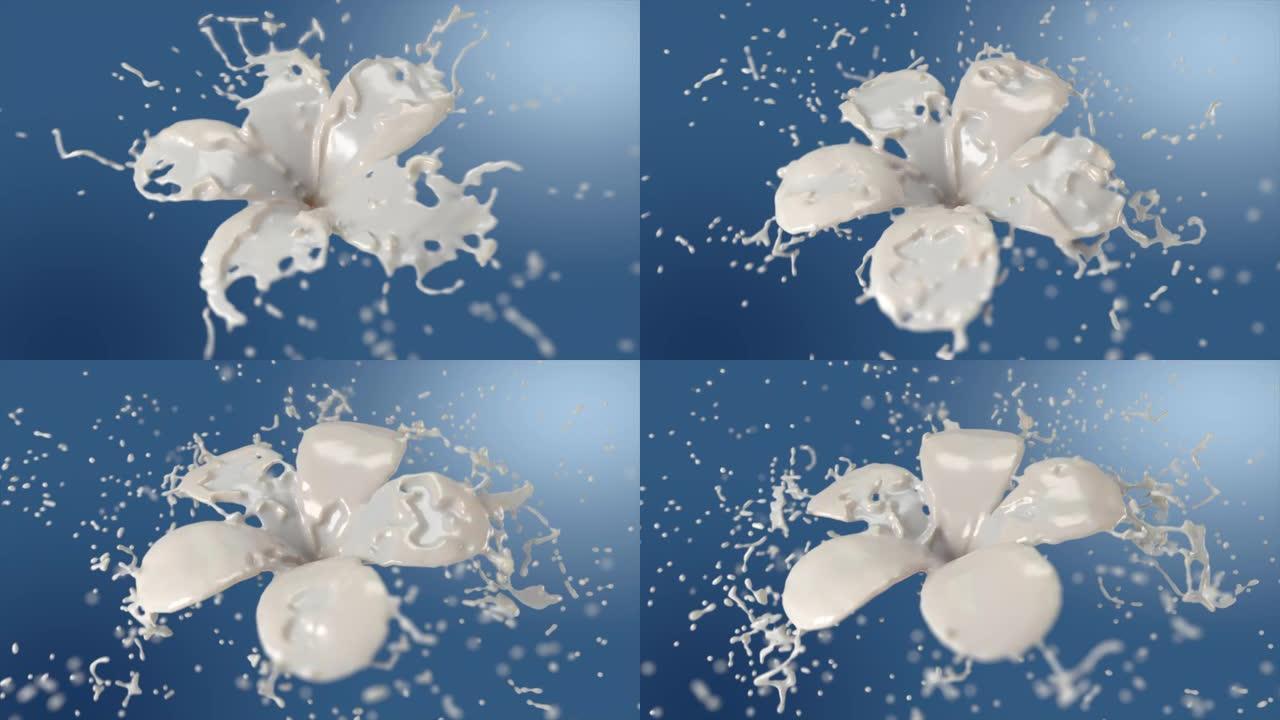 牛奶变成鸡蛋花形状。