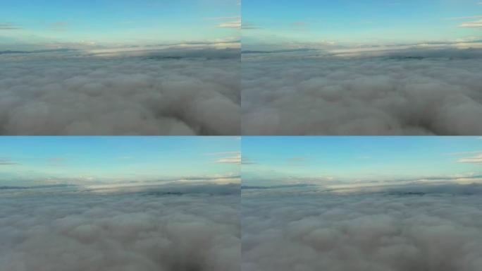 空中飞舞在云层当日出在山上