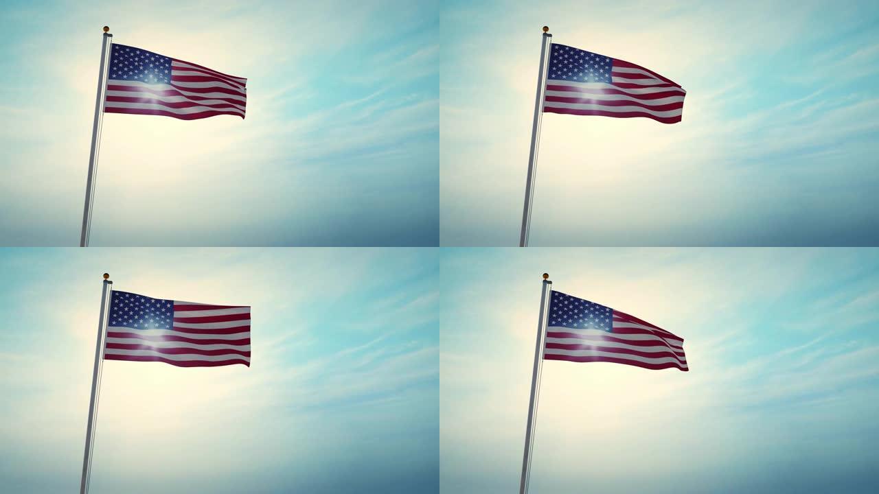 Usa Flag Flying In The United States Of America Sh