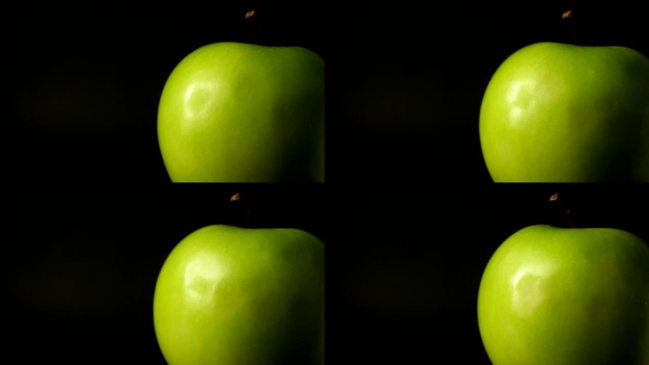富含维生素c的青苹果水果。特写录像