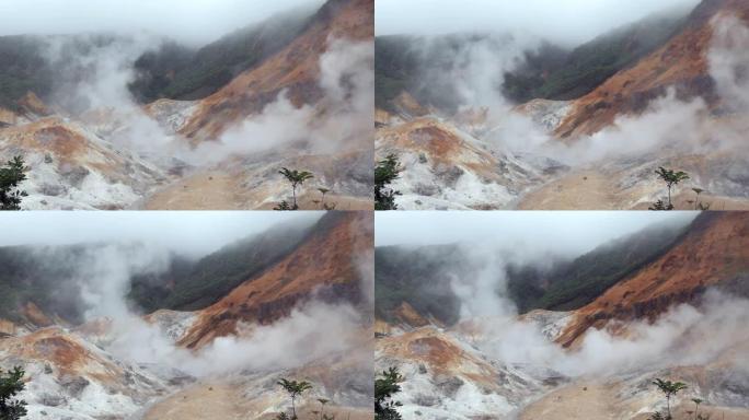 日本亚洲登别温泉附近的地狱谷或地狱谷