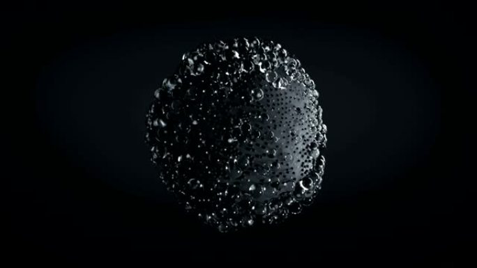黑色气泡簇是浮动无缝循环3D渲染动画
