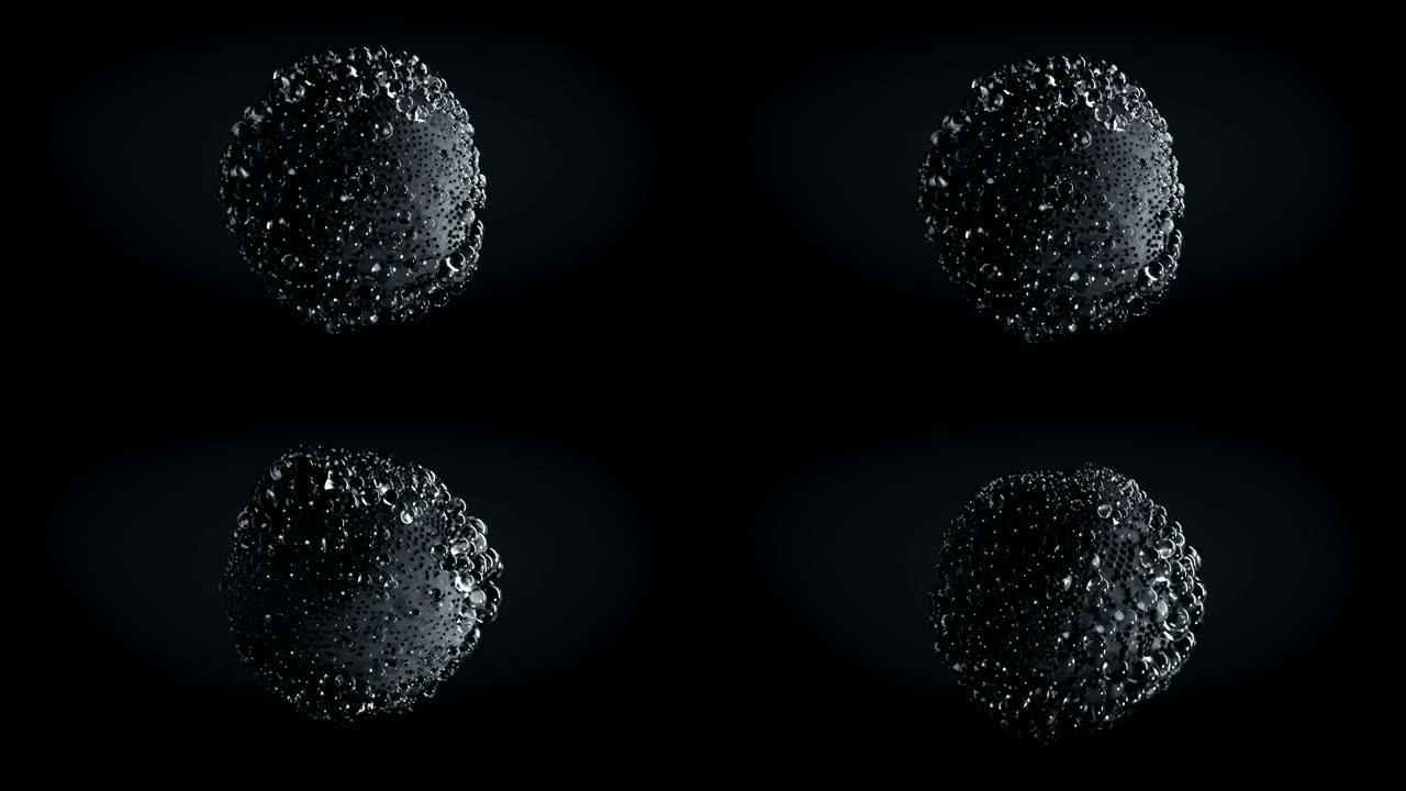 黑色气泡簇是浮动无缝循环3D渲染动画