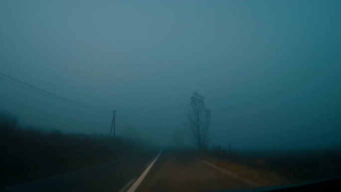 夜晚的雾路