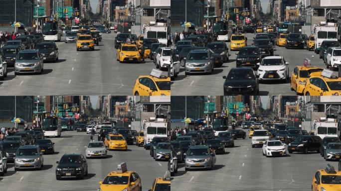 纽约。嘈杂的城市街道。