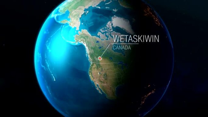 加拿大-Wetaskiwin-从太空到地球的缩放