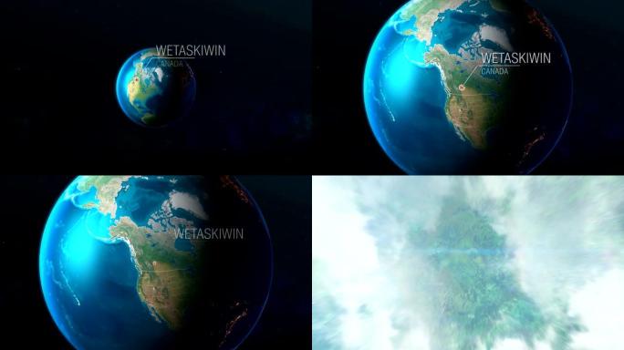 加拿大-Wetaskiwin-从太空到地球的缩放