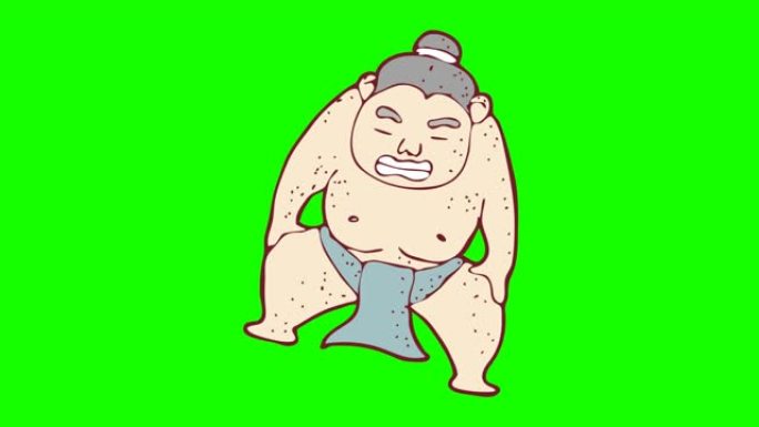 相扑的手绘绿色背景动画