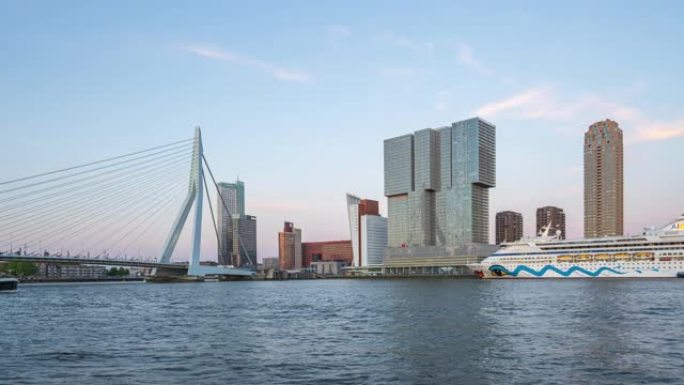 鹿特丹城市天际线与荷兰鹿特丹港
