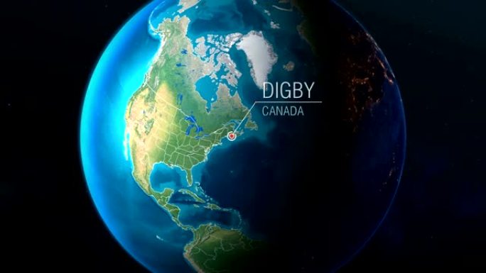 加拿大-Digby-从太空到地球的缩放