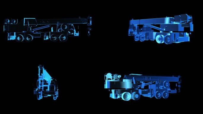 吊车全息蓝色科技通道素材