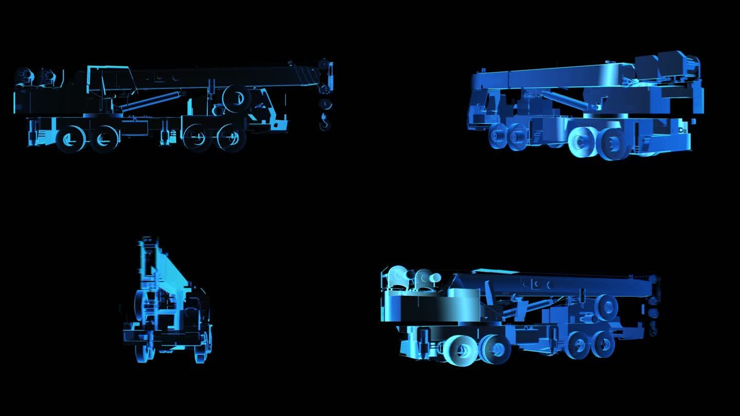 吊车全息蓝色科技通道素材