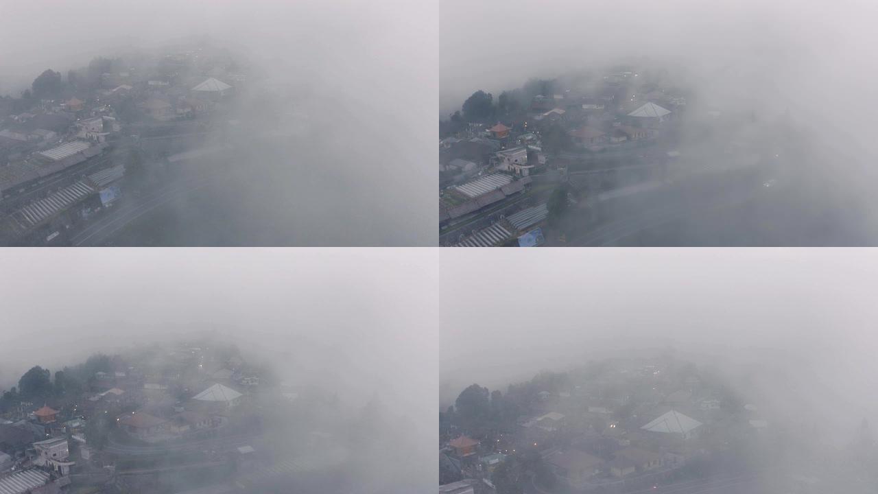 巴厘岛岛上雾气中的道路无人机拍摄全高清
