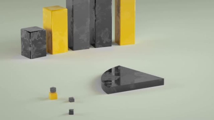 经济黄黑图表图形3D渲染动画