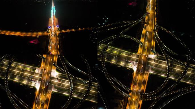 城市立交桥车辆车流夜景视频素材96