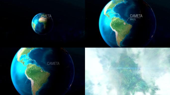 巴西-卡梅塔-从太空到地球的缩放