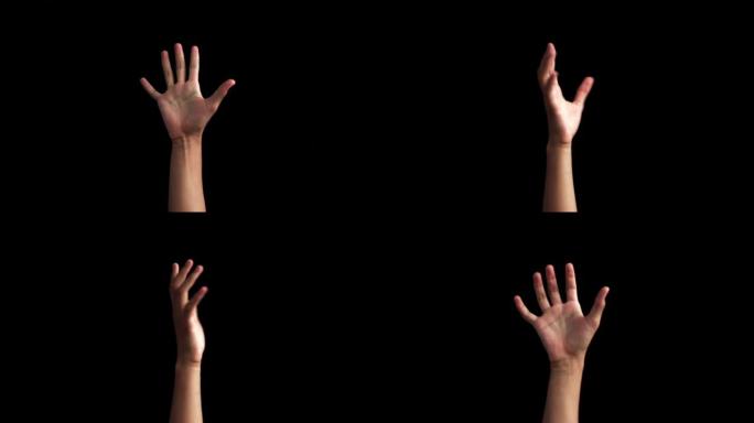 人类的手举起来，挥舞着手腕，表示没有或不知道黑色孤立的标志。有很多广告空间模型。