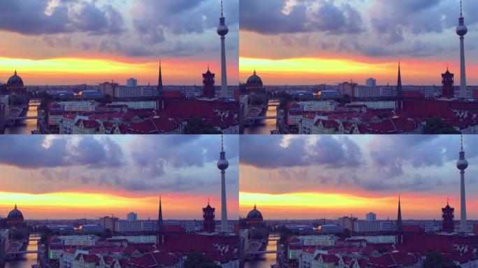橙色阳光下美丽的柏林