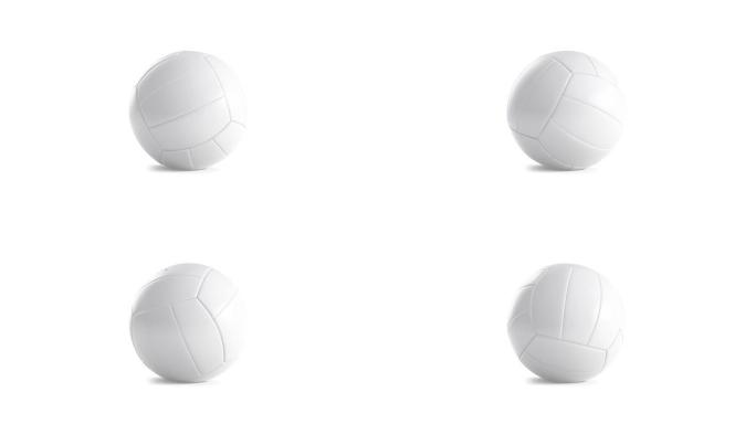 空白白色排球模拟球，孤立，循环旋转