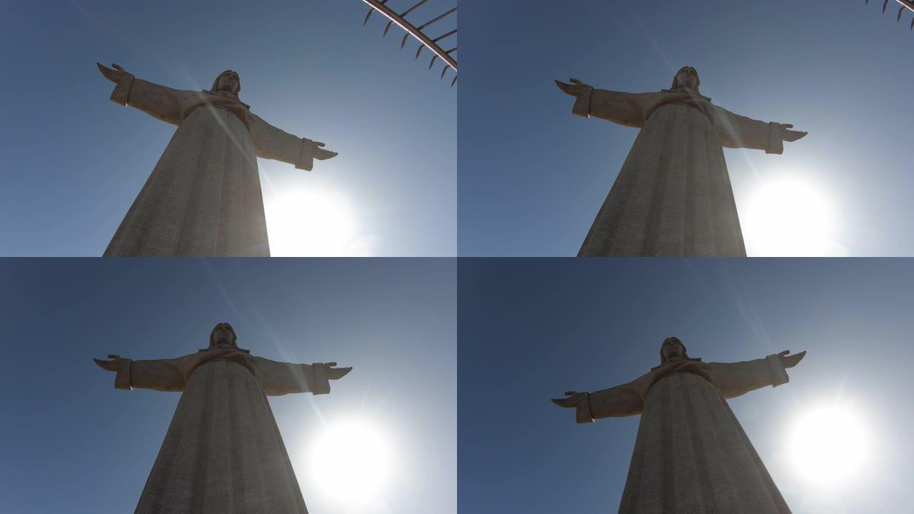 里斯本耶稣基督雕像的低角度视图