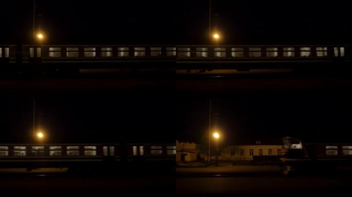 旅客列车夜间出火车站背景复制空间火车站火车站