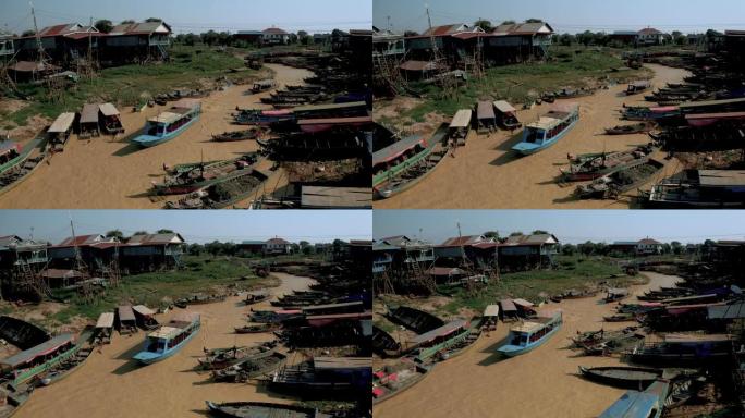 柬埔寨河上的浮动村，Pean Bang，洞里萨湖