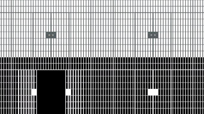 带门的监狱酒吧。封闭监狱酒吧的动画。