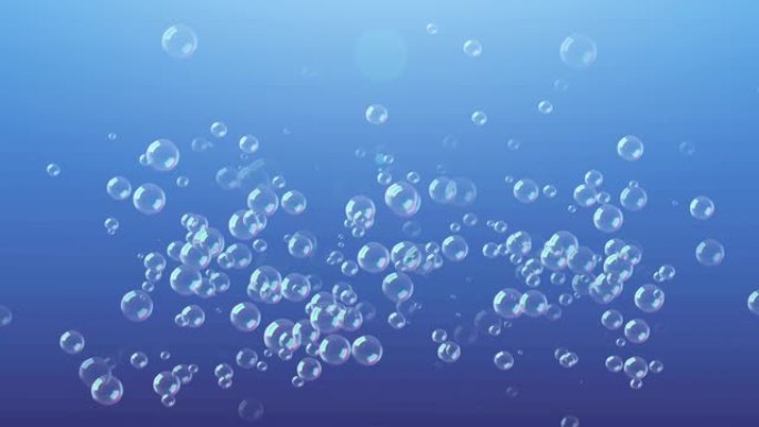 气泡下漂浮在蓝色海洋4k镜头无缝循环背景下。