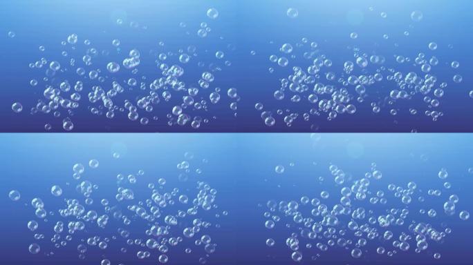 气泡下漂浮在蓝色海洋4k镜头无缝循环背景下。