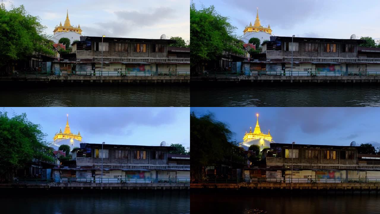 4k延时，曼谷的Wat Saket-金山神庙，Wat Saket，通常被称为 “金山” 或 “phu