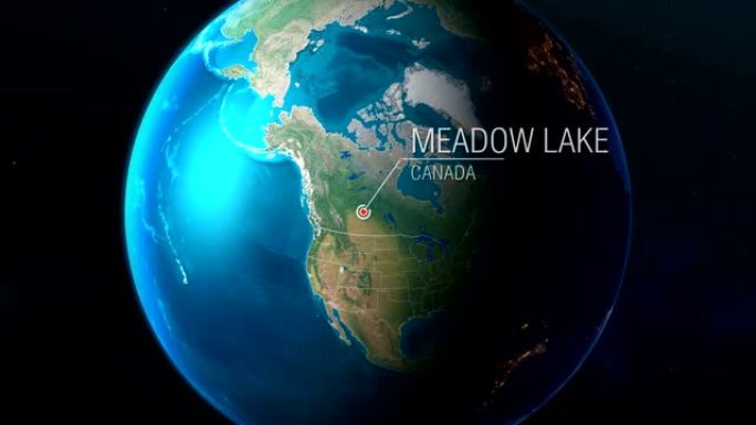 加拿大-草甸湖-从太空到地球的缩放
