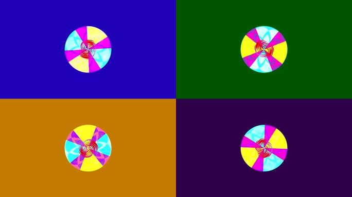 在中心旋转的图形图形会改变颜色。