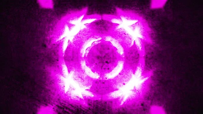 电脑生成的万花筒垃圾背景闪烁的紫色灯光，3d渲染