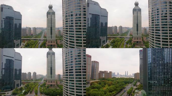 杭州钱江新城电信大厦城市风景航拍