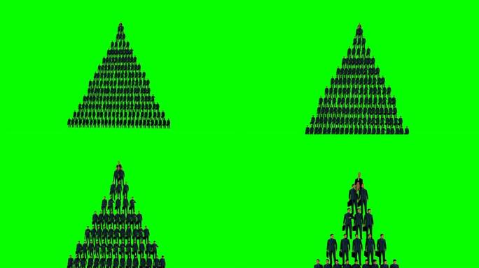 金字塔商人的人，上面是女商人，对着绿屏，高清