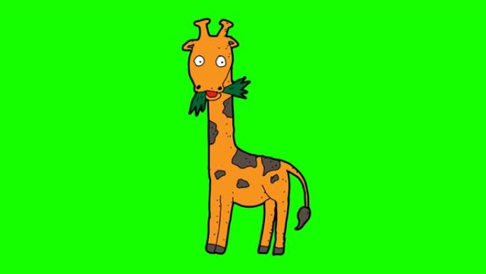 长颈鹿的手绘绿色背景动画