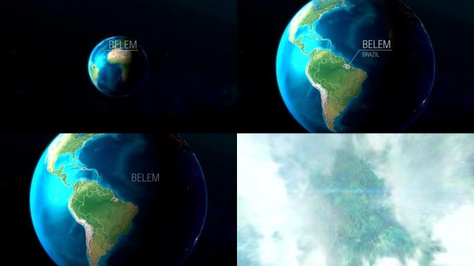 巴西-贝伦-从太空到地球的缩放