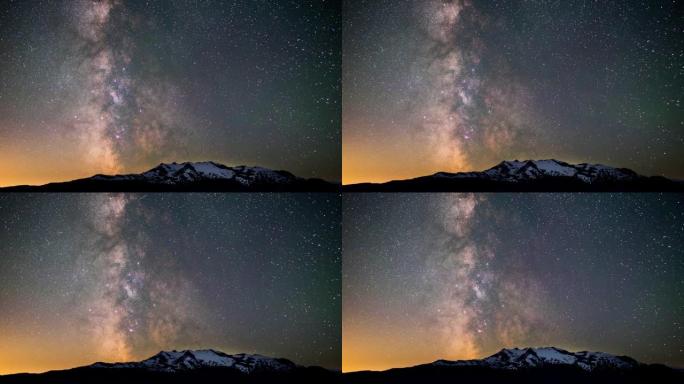 银河系时间流逝的恒星越过山脉