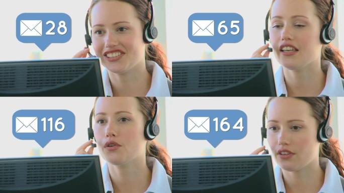 呼叫中心代表和邮件图标