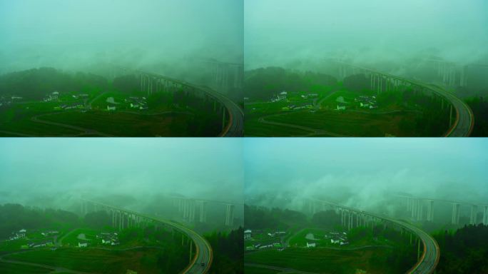 晨雾弥漫下的周家山大桥实拍视频