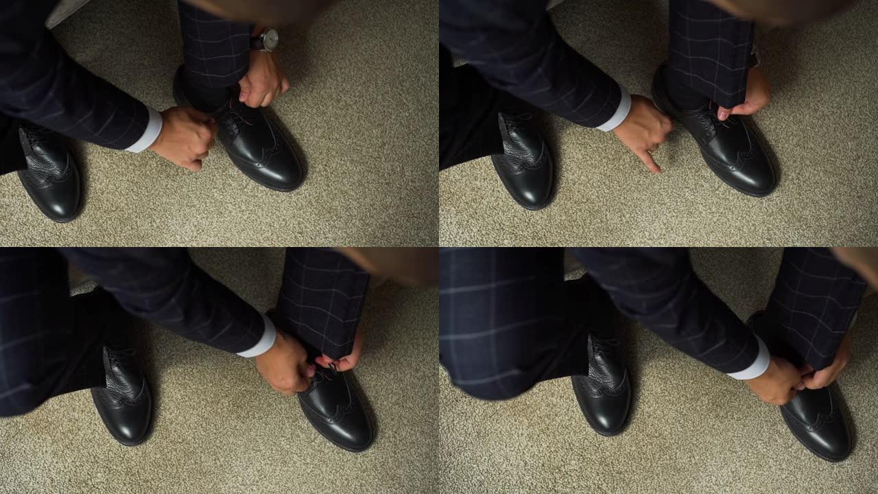 男人穿着经典优雅的鞋子
